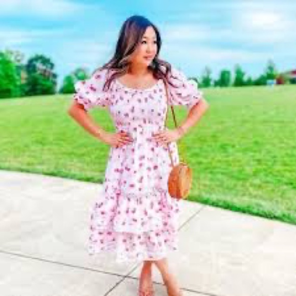 LoveShackFancy cosette smocked puff dress size small